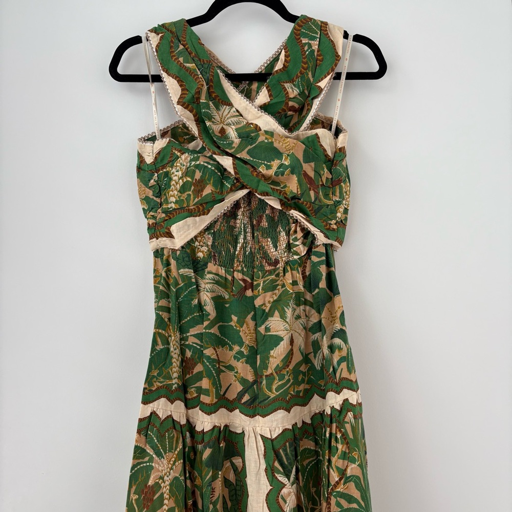 NWOT Farm Rio Beige Tropical Isla Lenzing™ Ecovero™ Euroflax™ Maxi Dress S - Picture 7 of 16
